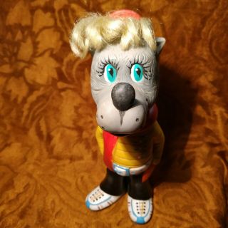 Vintage Rare Authentic Russian Rubber Toy - Wolf - 10 In - Ussr Doll