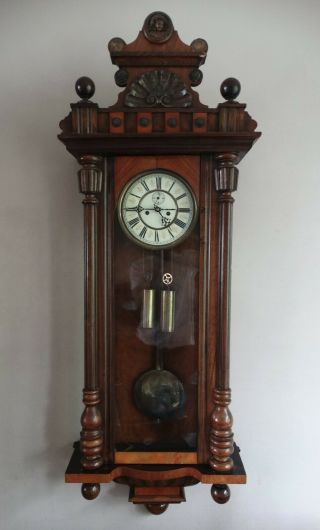 Antique Weight Driven Wall Clock Vienna Regulator By Muller & Schlenker Germany