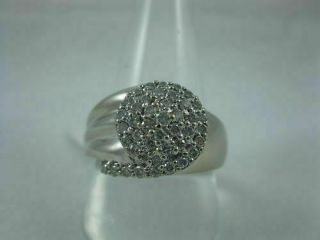 Perfect Mens Vintage 1ct.  Si1 G - H Diamond Swirl Cluster Ring,  14k White Gold