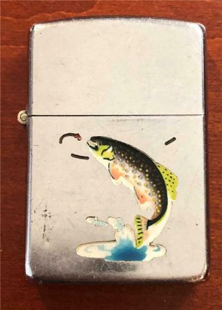 Vintage Zippo Town & Country Lighter Leaping Trout 1953 - 55