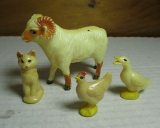 Vintage Nylint Farm Family Sheep Duck Chicken Cat Figure Set Of 4