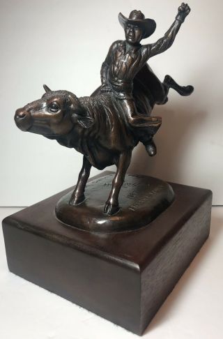 RARE BILLY SAATHOFF BRONZE MERRILL LYNCH Western Bull Rider Statue Metal Cowboy 4