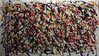 Vintage Large Abstract Canvas Signed Jackson Pollock,  Modern Art