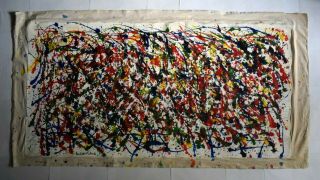 Vintage Large Abstract Canvas Signed Jackson Pollock,  Modern Art 2