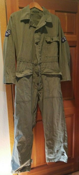 Us Army Flight Suit Olive Army Patches B 9622 Authentic 34 X 31 Jumpsuit