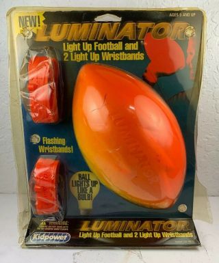 Rare Vintage 90s Luminator Foam Light Up Football & 2 Light Up Wristbands
