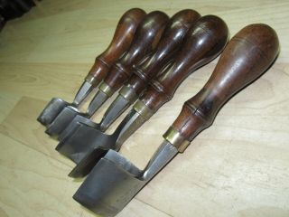 5 VTG rosewood C S Osborne Leather tools Strap end punches cutters Large 10