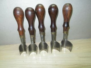 5 VTG rosewood C S Osborne Leather tools Strap end punches cutters Large 11