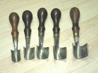 5 Vtg Rosewood C S Osborne Leather Tools Strap End Punches Cutters Large