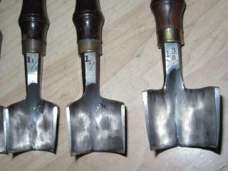 5 VTG rosewood C S Osborne Leather tools Strap end punches cutters Large 4