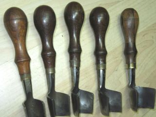 5 VTG rosewood C S Osborne Leather tools Strap end punches cutters Large 5