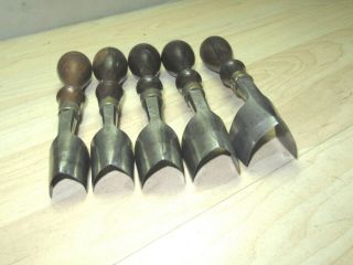 5 VTG rosewood C S Osborne Leather tools Strap end punches cutters Large 6