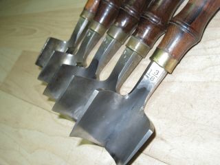 5 VTG rosewood C S Osborne Leather tools Strap end punches cutters Large 9