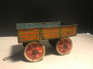 Rare Vintage Wagon Tin Litho Toy