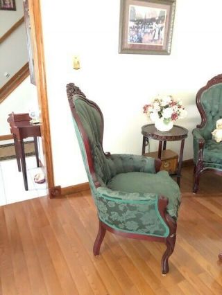 Victorian chair set green.  Hardly. 3