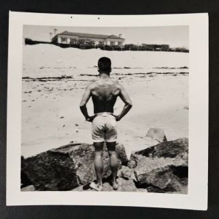 Vtg 60s Young Man Bodybuilder on Beach Tight Shorts Photos Beefcake Bulge Gay 7