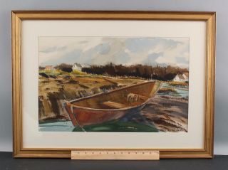 Vintage Paul Noble James Cape Cod Cape Ann Longboat Maritime Watercolor Painting