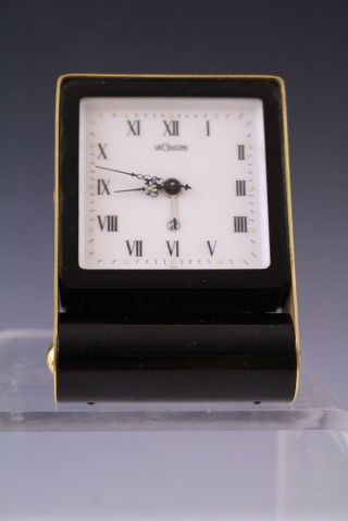 Antique Jaeger Lecoultre 8 - Day Folding Black & Brass Alarm Clock