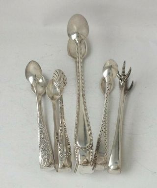 5 Pairs Of English Hallmarks Solid Sterling Silver Sugar Tongs/ 110 G