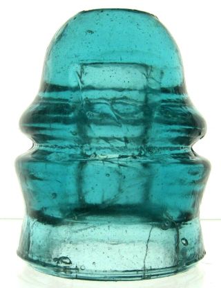 Cd 729 Blue Aqua No Embossing Threadless Antique Glass Telegraph Insulator Rare