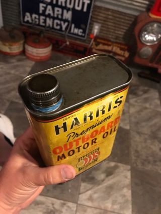 Vintage Harris Outboard Motor Oil Can Great Graphics Ultra Rare Flat Quart 2