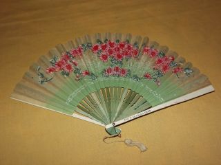 Vintage Made In Japan Shoes Fitted By X - Ray Japanese Flowers Paper Hand Fan