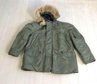 Military Usaf N3b Flying Jacket Extreme Cold Weather Parka Coyote Fur Xl 60s 70s