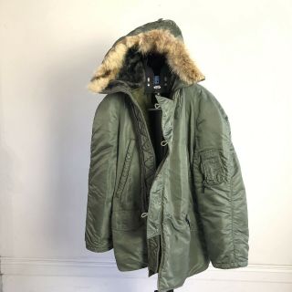 Military USAF N3B Flying Jacket extreme cold weather Parka Coyote Fur XL 60s 70s 3
