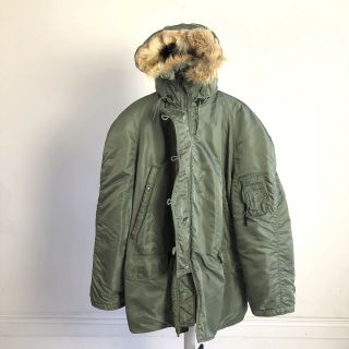 Military USAF N3B Flying Jacket extreme cold weather Parka Coyote Fur XL 60s 70s 4