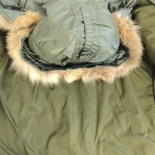 Military USAF N3B Flying Jacket extreme cold weather Parka Coyote Fur XL 60s 70s 8