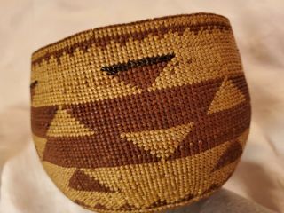 Antique Native American Hupa Or Yurak Indian Early Basket Lovely Pattern