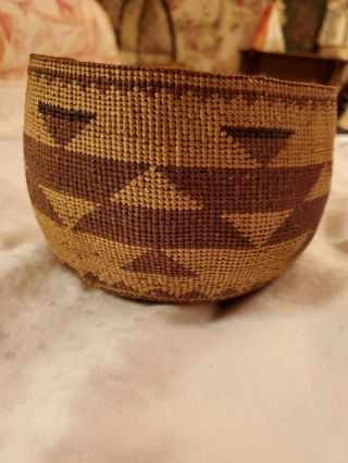 Antique Native American Hupa or Yurak Indian Early Basket Lovely Pattern 2