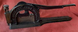 Antique Cast Iron ‘the Champion Knife Improved’ Tobacco Cutter 1875 1885 Patent