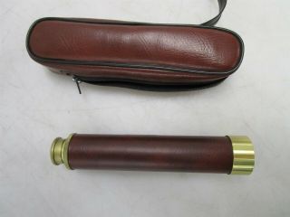 Hand Telescope With Carry Sleeve Brass Leather