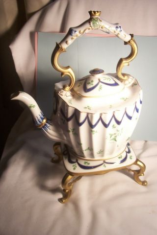 Antique Sevres French Porcelain Tea Pot On Stand,  L - D137