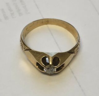 Antique 14k Gold Diamond Ring Art Deco