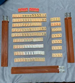 Vintage Bakelite Mah Jongg Mahjong Set 152 Tiles & 3 Racks