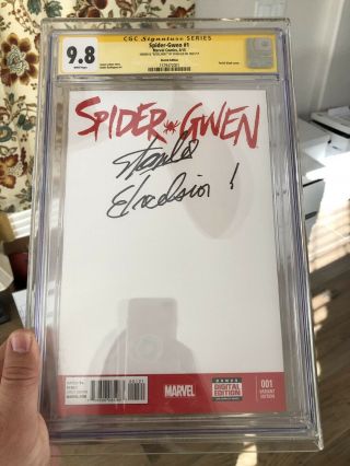 Spider - Gwen 1 - 9.  8 Ss Cgc - Stan Lee Signed: " Excelsior ",  Rare