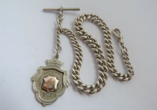 1892 - Hallmarked Solid Sterling Silver - Watch Chain & Watch Fob - 51.  8 Grams