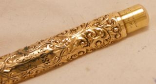 EARLY VINTAGE 1890 ' S SWAN MABIE TODD FLORAL CHASED GOLD FILLED PEN EYE DROPPER 2