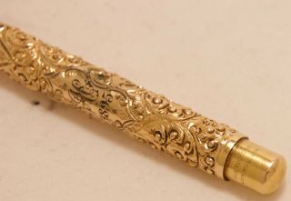 EARLY VINTAGE 1890 ' S SWAN MABIE TODD FLORAL CHASED GOLD FILLED PEN EYE DROPPER 3