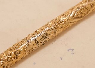 EARLY VINTAGE 1890 ' S SWAN MABIE TODD FLORAL CHASED GOLD FILLED PEN EYE DROPPER 4