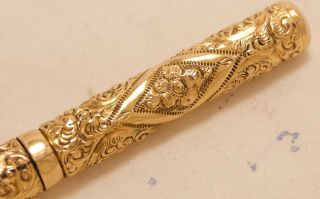 EARLY VINTAGE 1890 ' S SWAN MABIE TODD FLORAL CHASED GOLD FILLED PEN EYE DROPPER 5