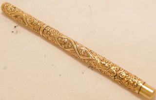 EARLY VINTAGE 1890 ' S SWAN MABIE TODD FLORAL CHASED GOLD FILLED PEN EYE DROPPER 7