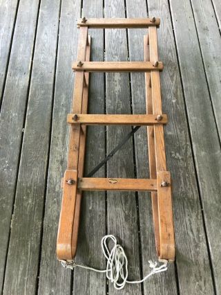 Vintage Ll Bean Wood Folding Trappers Prospectors Ice Fishing Sled Very Good