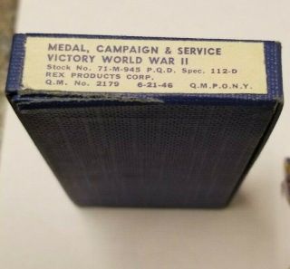 WW2 U.  S.  Military Victory Medal w/Full Ribbon & Ribbon Bar Box 8