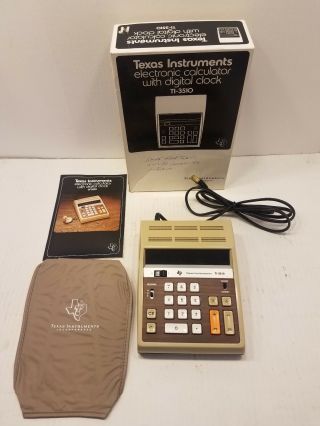 Vtg Texas Instruments Electronic Calculator W Digital Clock Ti - 3510