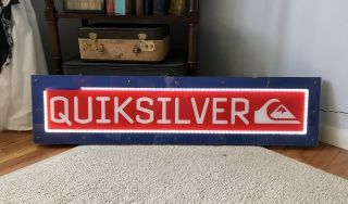 Rare Vintage Quicksilver Surfing Lighted Store Display Sign Advertisement 48x12”