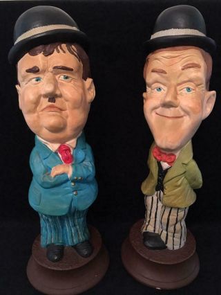 Vintage Stan Laurel And Oliver Hardy Chalkware Statues