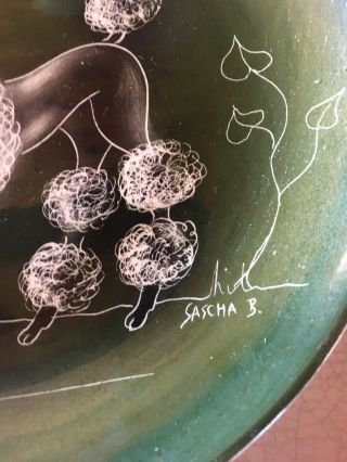 Vintage Hand Painted French Poodle Plate Signed Sascha B.  Sascha Brastoff 3